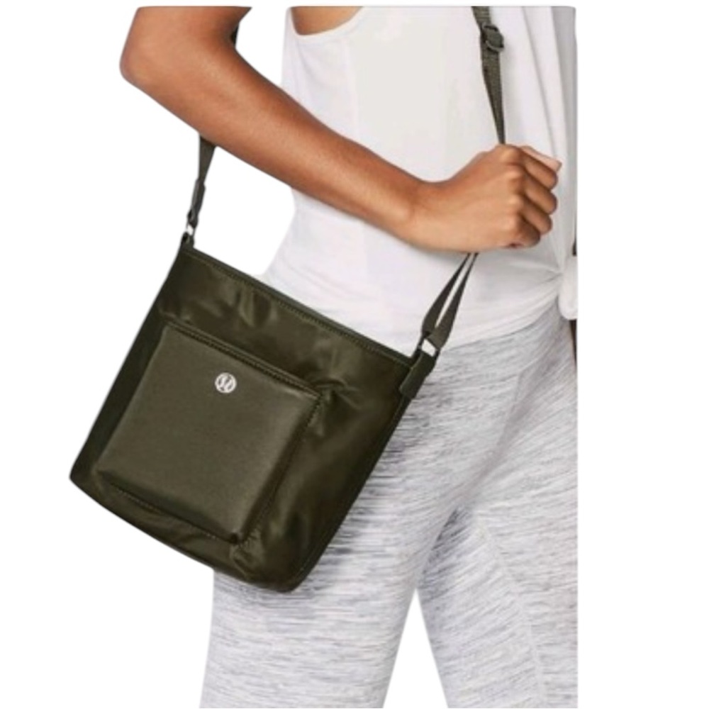 Lululemon Olive Green All Set Nylon Bucket Bag Purse